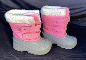 Koala Kids Girls Pink & Gray Winter Snow Boots Fleece Lined - Size 8 - Picture 1 of 3