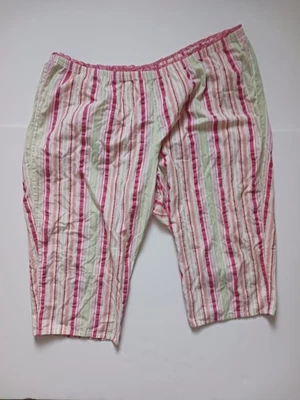 Pantalones de pijama Cacique Capri para mujer talla grande 26/28 4X rosa rojo verde blanco a rayas Foto 1 de 3