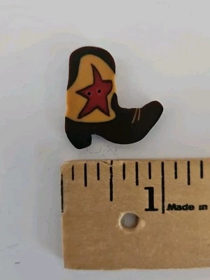 8X Just Another Button Company COWBOY BOOT Polymer Clay Buttons for Cross-Stitch - Image 1 of 2