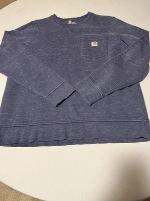 Carhartt Youth Large 12–14 Relaxed Fit Crewneck Fleece Lined Navy Blue Logo Foto 1 de 4