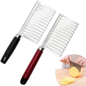 2 PACK French Fry Crinkle Cutter,Wavy Potato Slicer Cutter,Vegetable Veggie C... - Picture 1 of 7