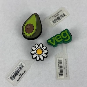 Authentic Crocs Jibbitz Lot x 3 Avocado Veg Daisy Flower Vegetarian Charms NWT - Picture 1 of 14