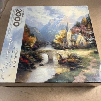 Thomas Kinkade Mountain Chapel Puzzle 2000 Pieces, Sealed Box, 34" x 42 1/2" - Image 1 of 4