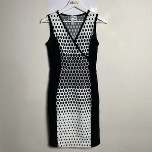 Joseph Ribkoff Dress Size 8 Wrap Black White Sleeveless Midi Straight - Bild 1 von 12