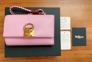Mulberry Iris Tri-Fold Wallet Leather Pink Gold Hardware Women's From Japan - Picture 1 of 6