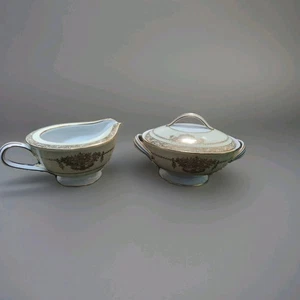 Noritake Japan BANCROFT Cream Pitcher & Covered Sugar Bowl 5481 Bone China - Picture 1 of 1
