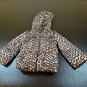 Baby Gap Leopard Print Puffer Jacket Hooded Warm Fleece Lined Girls 5 Years - Picture 1 of 9