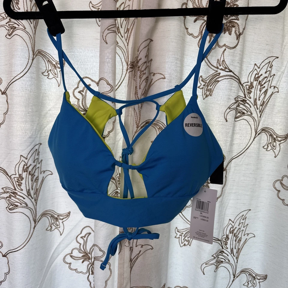 Traje de baño reversible de bikini Hurley Bralette azul verde precio de venta sugerido por el fabricante $50 Foto 1 de 4