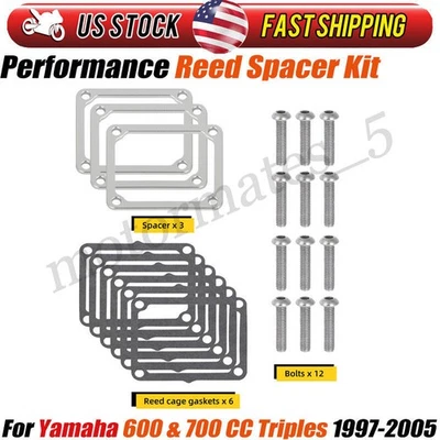 Performance Reed Spacer Kit w/Hardware For 1997-2005 Yamaha 600 & 700 CC Triples - Image 1 of 4