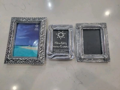 X3 Lote Marcos de Fotos de Peltre Mexicano Hechos a Mano en México Bellamente Hechos Foto 1 de 4