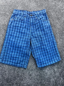 Levis Vintage 580 Short Mens 14 Regular Baggy Fit Cotton Check USA Blue - Picture 1 of 8