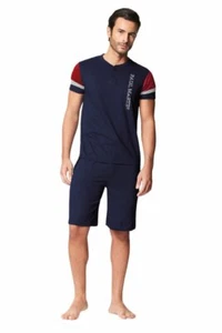 Herren Schlafanzug kurz Baumwolle Sommeranzug Taschen Kordelzug Marke Paul Martin - Bild 1 von 3
