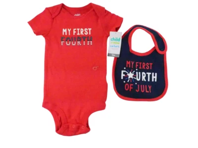 Child of Mine My First Fourth of July One Piece with Bib Size 12m NEW - Image 1 of 4