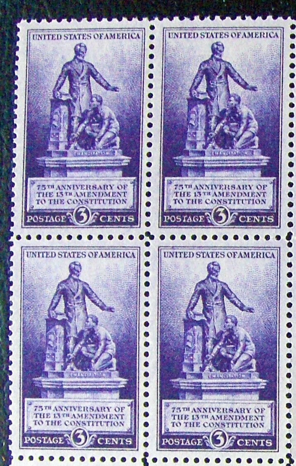 US 3¢ stamp SC #902 13th Amendment 75th Anniversary MNH 1940 block of 4. - Image 1 of 1