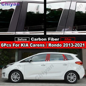 For KIA Carens Rondo 2013-2021 6Pcs Carbon Fiber Car BC Pillars Posts Cover Trim - Bild 1 von 7