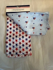 Women/Men Stars/Stripe Hearts 2pc Scarves Bandanas w/Multi Color designs. - Picture 1 of 1
