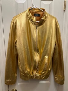 Gold Long Sleeve Metallic Jacket Size Large - Picture 1 of 3
