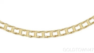 14k Yellow Gold Shiny Rail Road Style Fancy Link Necklace with Lobster Clasp  - Image 1 of 4