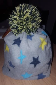 Mütze Bobo 49 cm winter warm jungen Sterne baby kinder Fleece Bommel - Bild 1 von 5