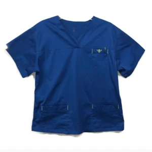 Couture Gr. Medium Scrub Shirt Kobaltblau Limettengrün Kurzarm Krankenschwester Tech Tierarzt - Bild 1 von 7