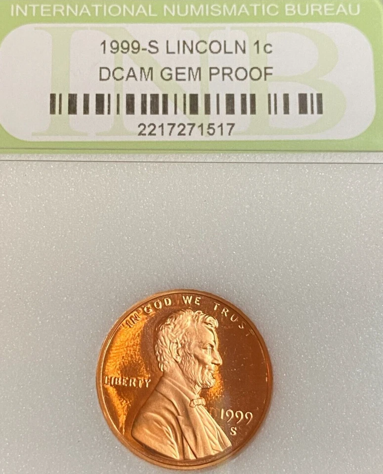 1999-S Lincoln Cent 1c DCAM GEM PROOF - Slabbed - 9/11 - Combined Shipping - Image 1 of 4