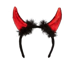 Devil Horns - Red - Black Boa Trim - Costume Accessory - One Size - Picture 1 of 1