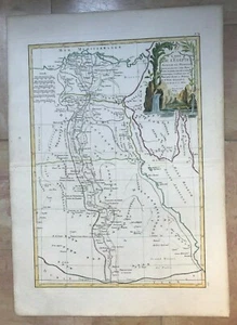 EGYPT 1782 BONNE / LATTRE LARGE ANTIQUE ENGRAVED MAP IN COLORS 18TH CENTURY - Picture 1 of 8