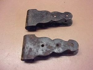 Vintage Rustic Pair of Steel Gate Hinges Fits 3/4" Door Pintle Hinges No Pintles - Picture 1 of 5