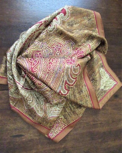 Liz Claiborne Paisley Silk Scarf 26" Sq Rust Red Gold Brown FALL New - Picture 1 of 5