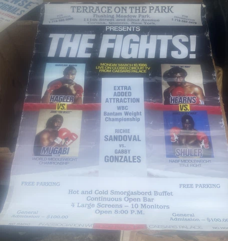 Marvin Hagler vs. John Mugabi & Thomas Hearns Vs Jim Shuler Poster 1986 Boxing Cover