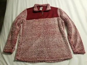 Women's athletic works pull over half zip sherpa Quilted maroon size M - Picture 1 of 4