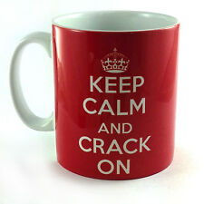 NEW KEEP CALM AND CRACK ON CARRY ON GIFT CUP MUG COOL BRITANNIA RETRO NOVELTY