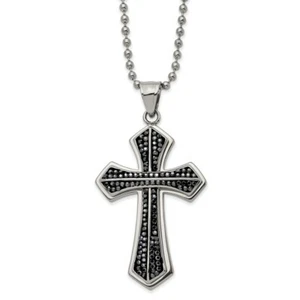 Stainless Steel Polished Preciosa Crystal Cross 22in Necklace - Picture 1 of 1