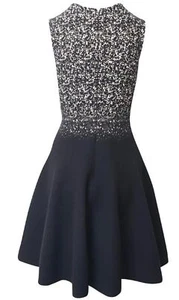 Prada 2015 Black/ White Wool Blend DesignerSleeveless Knit Fit+Flare Dress sz 40 - Picture 1 of 7