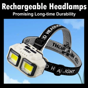 Waterproof LED Headlamp COB Head Lamp Sensor Light USB Rechargeable Red Light - Picture 1 of 11