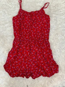 Abercrombie Kids Girls Sz. 15/16 Red Floral Viscose Romper. Grt Quality, Cute - Picture 1 of 9