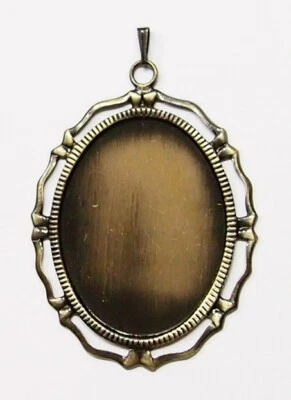 4 ajustes colgantes antiguos de oro de 40x30 mm victoriano Art Deco lazo grande, muy bonitos Foto 1 de 4