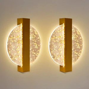Wall Sconces Set of 2, Crystal Wall Mounted Lights 2700K Warm White, 8W Indoo... - Picture 1 of 7