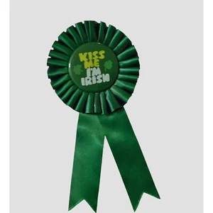 Kiss Me I'm Irish Badge Ribbon St. Patricks Day Shamrock Ireland Pin 3x6.5 In. - Picture 1 of 3