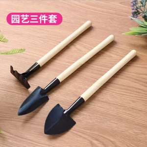 3pcs New Mini Plant Garden Gardening Tools Set Wooden Handle Bonsai Rake Shove - Picture 1 of 7
