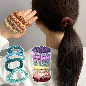 9/10pcs Satin Scrunchies Hair Bands Silk Scrunchie Ties Ponytail Holder Pack Set - Picture 1 of 25