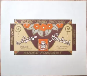 Schokoladenetikett 1920 Art Deco französischer Schokoladenfondant, Tafelverpackung, Farblitho - Bild 1 von 1