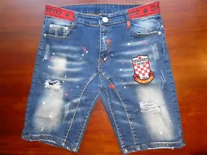 Mens Dsquared2 Denim Shorts Ripped Patches Splatter Ink Size 34 ( waist is 30) - Picture 1 of 12