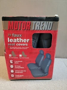 Motor Trend DuraLuxe Faux Leather Gray Front Seat 2-Covers for Cars - Picture 1 of 6
