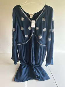 Abito donna blu ricamato filo indaco taglia L - Foto 1 di 4