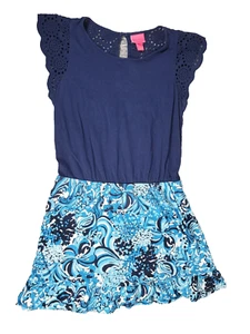 Vestido Mameluco LILLY PULITZER Niñas Tania Azul Marino Estampado Sirena XL 12-14 - Imagen 1 de 3
