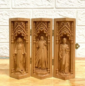 Our Lady of Grace - Divine Mercy Jesus - Saint Joseph Religious Wood Statue 6" - Picture 1 of 4