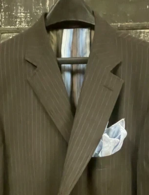 ETRO | Brown Base Blue Striped 3/2 SB Jacket | 100% Wool | 48 US - Image 1 of 4