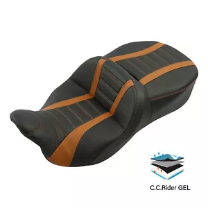 Asiento de gel de conductor negro naranja adecuado para Harley Road Street Glide 2009-23 - Imagen 1 de 13