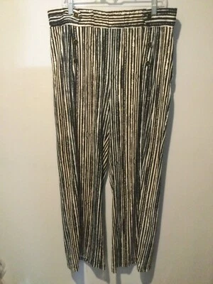 ROBERT LOUIS MUJER PIERNA ANCHA RAYAS PALAZZO PANTALONES NEGRO BLANCO MOSTAZA XL Foto 1 de 4